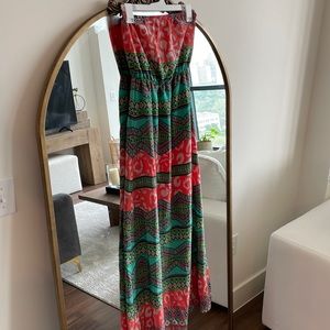 Strapless maxi dress. Colorful